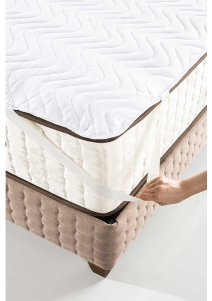 Kapitoneli Sıvı Geçirmez Alez 220X200 cm Çift Kişilik Köşe Lastikli