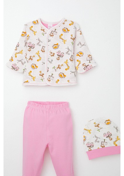 Kız Bebek Hastane Çıkışı 8 Li Safari Macerası Sevimli Hayvancıklar Desenli 0-3 Ay, Ekru modelleri