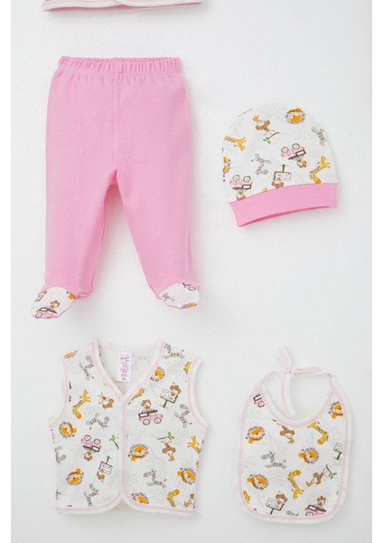 Kız Bebek Hastane Çıkışı 8 Li Safari Macerası Sevimli Hayvancıklar Desenli 0-3 Ay, Ekru indirimleri