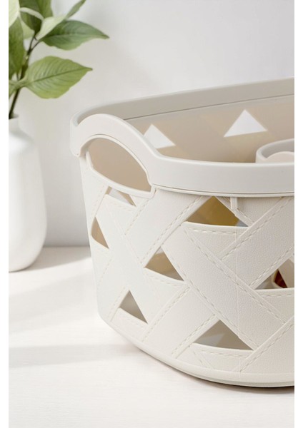 5li Dekoratif Deri Görünüm Dolap Içi Düzenleyici Saklama Kutusu Mutfak Banyo Organizer Sepet Krem fırsatları