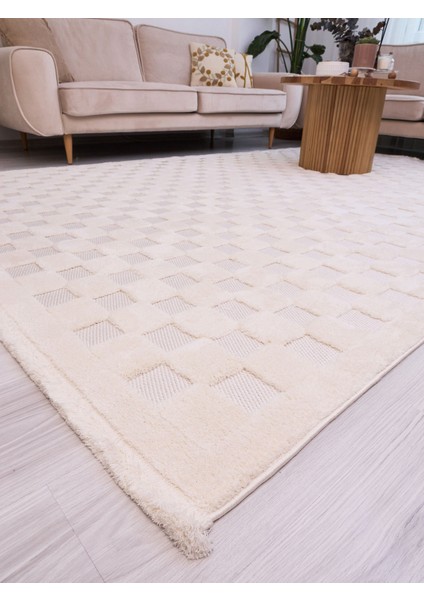 Exie Krem Geometrik Etnik Modern Desenli Hav Vermeyen Leke Tutmayan Kolay Temizlenen Yumuşak Makine Salon Yolluk Mutfak Halı