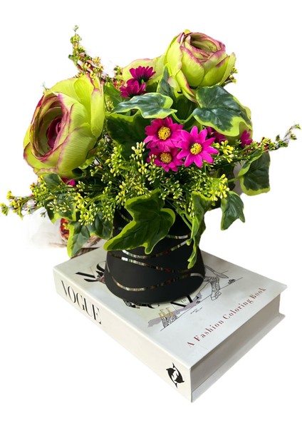 Yeşil-Mürdüm Şakayık Aranjmanı Siyah Cam Vazoda 30X30 cm | Dekoratif Vazolu Yapay Çiçek & Hediye Seçeneği fiyatları