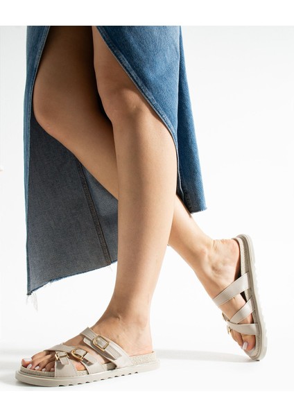 Fiona Kadın Düz Taban Toka Detaylı Konforlu Şık Tasarım Terlik - Sandalet fırsatları