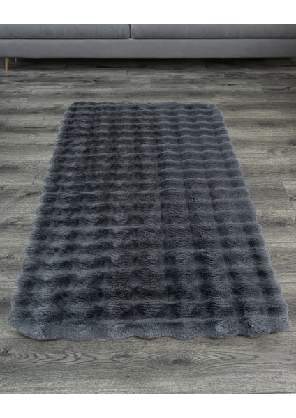 Travers Düz Antrasit Polyester Daire Modern Desenli Akrilik Hav Vermeyen Leke Tutmayan Kolay Temizlenen Yumuşak Makine Salon Yolluk Mutfak Halı