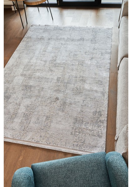 Venita Gri Düz Etnik Modern Desenli Viskon Hav Vermeyen Leke Tutmayan Kolay Temizlenen Yumuşak Makine Salon Yolluk Mutfak Halı