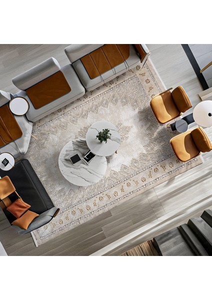 Bej Klasik Etnik Modern Desenli Pamuk Makinada Yıkanabilir Hav Toz Vermez Leke Tutmayan Kaymaz Taban Dijital Makine Baskı Salon Yolluk Mutfak Halı fiyatları