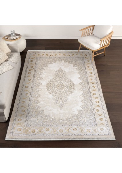Bej Klasik Etnik Modern Desenli Pamuk Makinada Yıkanabilir Hav Toz Vermez Leke Tutmayan Kaymaz Taban Dijital Makine Baskı Salon Yolluk Mutfak Halı modelleri