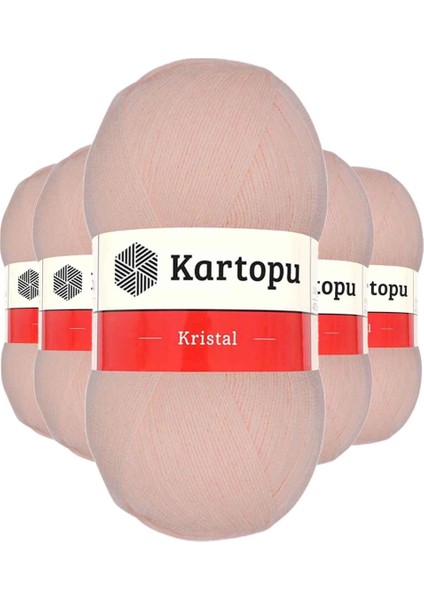 5 Adet Kristal Çift Katlı El Örgü Lif Ipi Somon K223