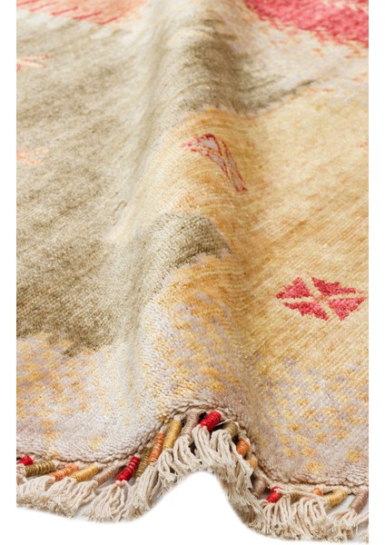 Geometrik Sarı Tensel Daire Modern Desenli Akrilik Hav Vermeyen Leke Tutmayan Kolay Temizlenen Yumuşak Makine Salon Yolluk Mutfak Halı modelleri