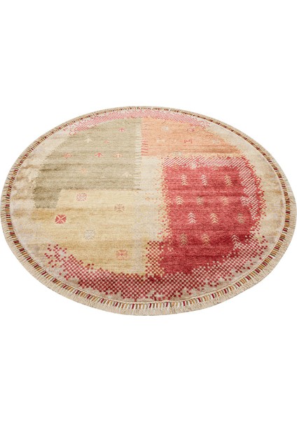 Geometrik Sarı Tensel Daire Modern Desenli Akrilik Hav Vermeyen Leke Tutmayan Kolay Temizlenen Yumuşak Makine Salon Yolluk Mutfak Halı