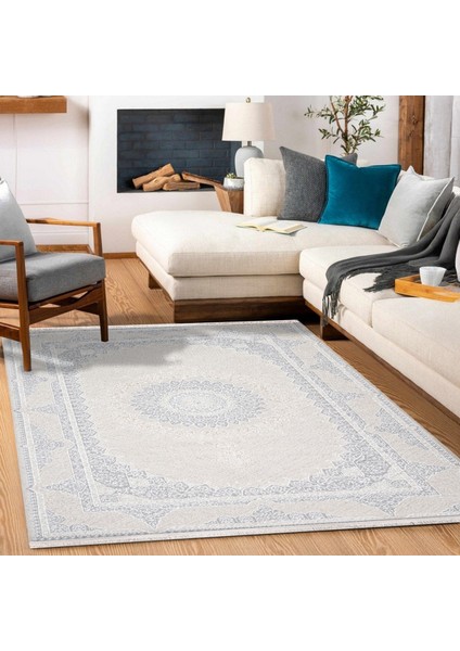 Çerçeveli Krem Pamuk Dikdörtgen Modern Desenli Pamuk Makinada Yıkanabilir Hav Toz Vermez Leke Tutmayan Kaymaz Taban Dijital Makine Baskı Salon Yolluk Mutfak Halı fırsatları