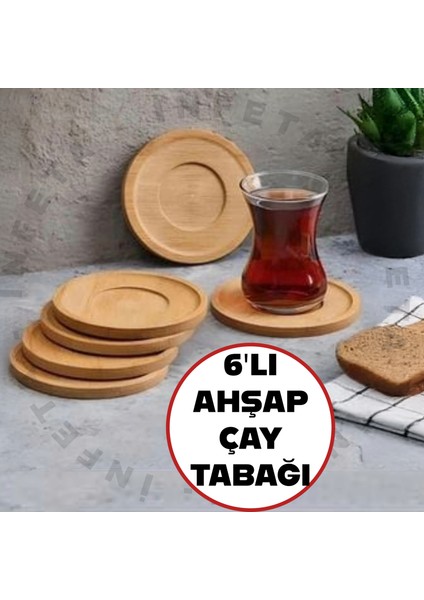 6'lı Bambu Çay Tabağı Bardak Altlığı Yuvarlak