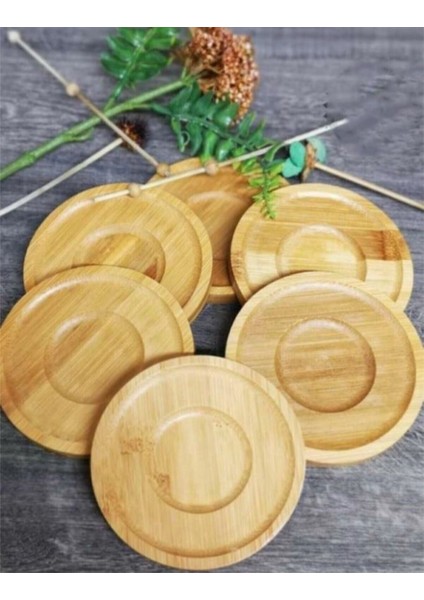6'lı Bambu Çay Tabağı Bardak Altlığı Yuvarlak modelleri