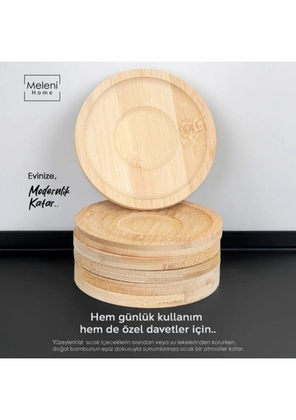 6'lı Bambu Çay Tabağı Bardak Altlığı Yuvarlak fırsatları