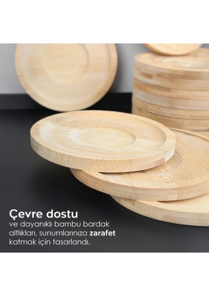 6'lı Bambu Çay Tabağı Bardak Altlığı Yuvarlak indirimleri
