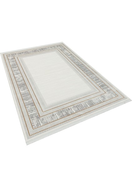 Xenia Gold Çerçeveli Etnik Modern Desenli Viskon Hav Vermeyen Leke Tutmayan Kolay Temizlenen Yumuşak Makine Salon Yolluk Mutfak Halı indirimleri