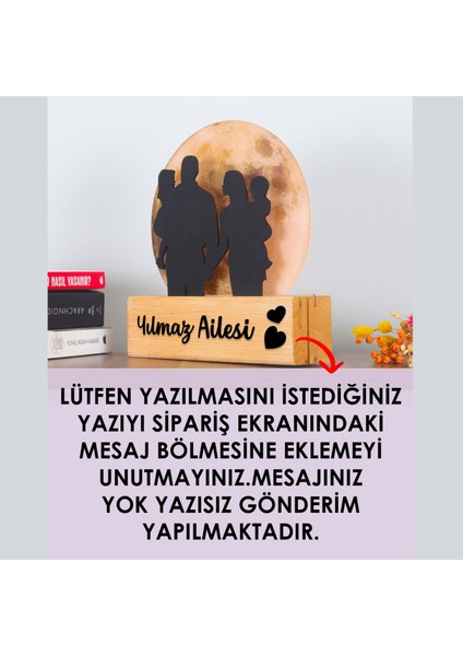 Işıklı Pleksi Dolunay Kişiselleştirilebilir Dekoratif Biblo Family 4 Kişilik Aile Anahtar Askılığı modelleri