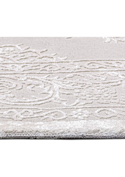 Nina Krem Çerçeveli Etnik Modern Desenli Poliproplen Hav Vermeyen Leke Tutmayan Kolay Temizlenen Yumuşak Makine Salon Yolluk Mutfak Halı modelleri