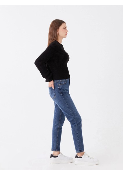 Lcw Jeans Indigo Yüksek Bel Slim Mom Kadın Jean Pantolon
