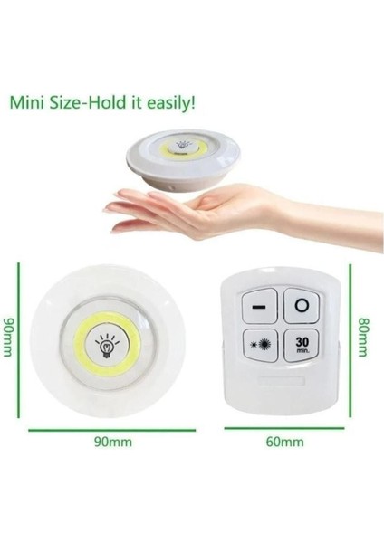 Uzaktan Kumandalı 3 Lü Spot LED Lamba Kablosuz Pilli Işıldak Dolap Işığı Mutfak Rafı Işığı indirimleri
