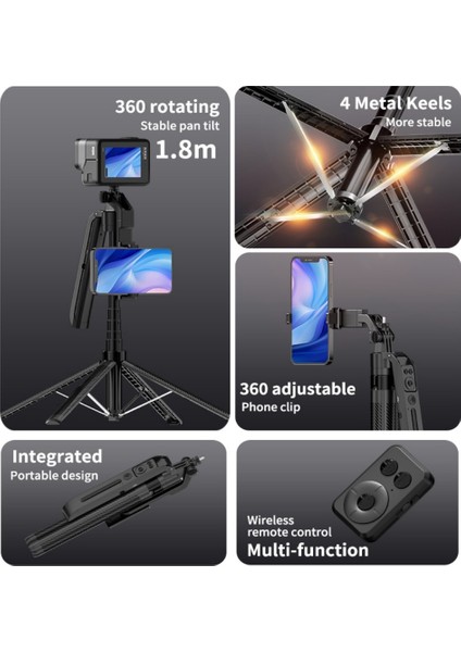 Aı Destekli Yüz Takipli Akıllı Gimbal – 360° Panoramik Çekim, Quadrapod Tripod, Ayrılabilir Telefon Tutucu, Uzaktan Kumandalı, Android & Ios Uyumlu | Y12 fiyatları