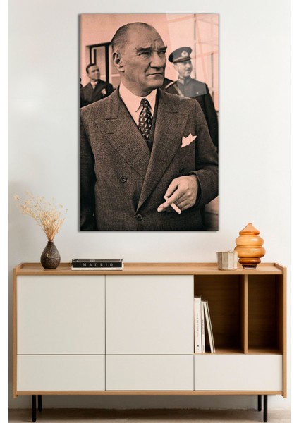 Nostaljik Mustafa Kemal Atatürk Cam Tablo, Darbelere Dayanıklı Kırılmaz Cam, Hediyelik