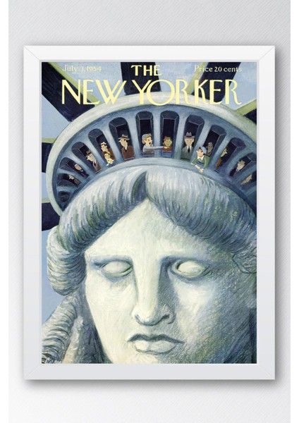 The New Yorker Çerçeveli Tablo July 3 1954 - Özgürlük Heykeli Tablosu
