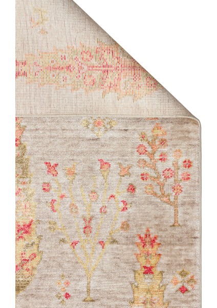 Çiçekli Bej Tensel Dikdörtgen Modern Desenli Akrilik Hav Vermeyen Leke Tutmayan Kolay Temizlenen Yumuşak Makine Salon Yolluk Mutfak Halı fiyatları
