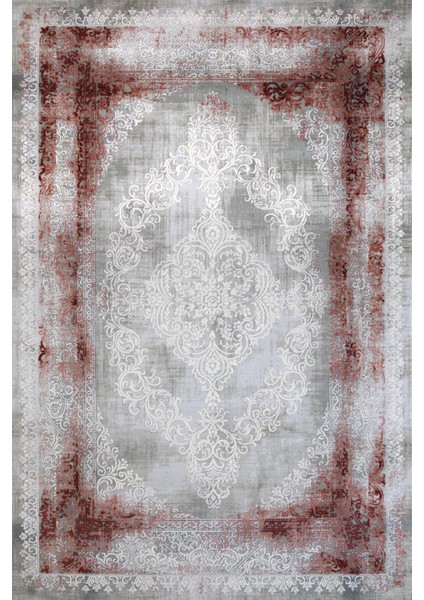 Bordo Klasik Etnik Modern Desenli Pamuk Makinada Yıkanabilir Hav Toz Vermez Leke Tutmayan Kaymaz Taban Dijital Makine Baskı Salon Yolluk Mutfak Halı