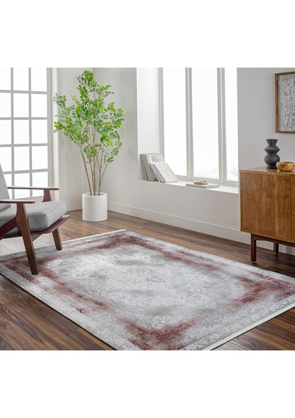 Bordo Klasik Etnik Modern Desenli Pamuk Makinada Yıkanabilir Hav Toz Vermez Leke Tutmayan Kaymaz Taban Dijital Makine Baskı Salon Yolluk Mutfak Halı modelleri