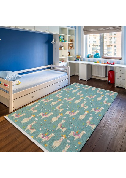 Figürlü Yeşil Pamuk Dikdörtgen Modern Desenli Pamuk Makinada Yıkanabilir Hav Toz Vermez Leke Tutmayan Kaymaz Taban Dijital Makine Baskı Salon Yolluk Mutfak Halı fiyatları