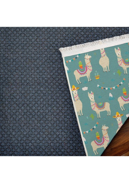 Figürlü Yeşil Pamuk Dikdörtgen Modern Desenli Pamuk Makinada Yıkanabilir Hav Toz Vermez Leke Tutmayan Kaymaz Taban Dijital Makine Baskı Salon Yolluk Mutfak Halı indirimleri