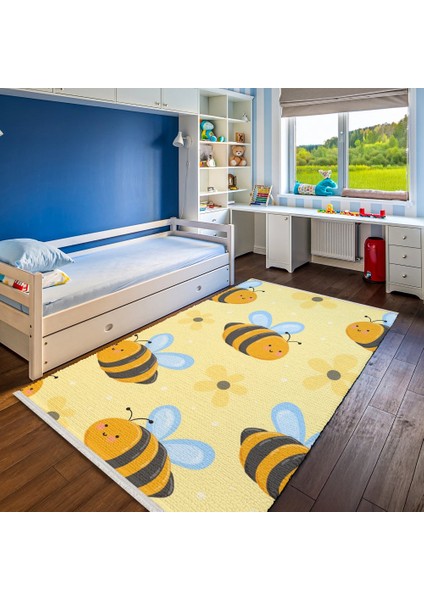 Figürlü Sarı Pamuk Dikdörtgen Modern Desenli Pamuk Makinada Yıkanabilir Hav Toz Vermez Leke Tutmayan Kaymaz Taban Dijital Makine Baskı Salon Yolluk Mutfak Halı fiyatları