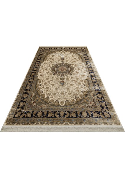 Bachelor Çerçeveli Krem Viskon Dikdörtgen Modern Desenli Akrilik Hav Vermeyen Leke Tutmayan Kolay Temizlenen Yumuşak Makine Salon Yolluk Mutfak Halı