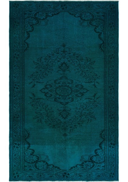 Atina Turkuaz Eskitme Yün Modern Desenli Yün Hav Toz Vermez Leke Tutmayan Salon Yolluk Mutfak El Dokuma Halı