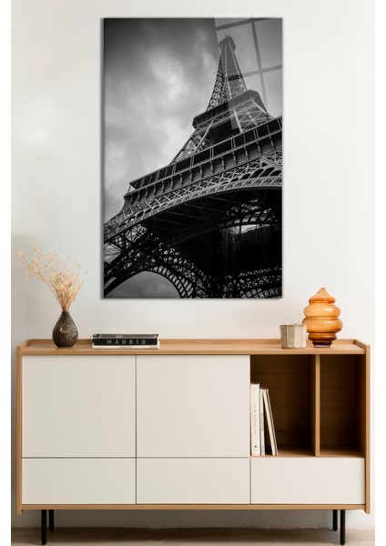 Fransa Paris Eyfel Kulesi Şehir Manzarası Cam Tablo, Darbelere Dayanıklı Kırılmaz Cam, Hediyelik