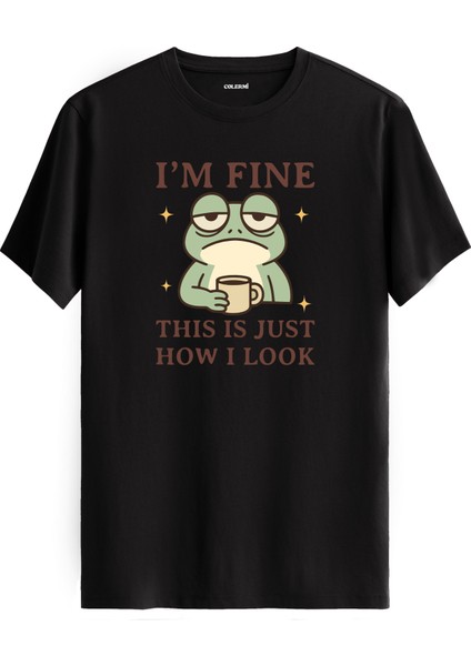 Mizahi Kurbağa Kahve Tasarımlı Eğlenceli Karakter %100 Pamuk Premium Kumaş