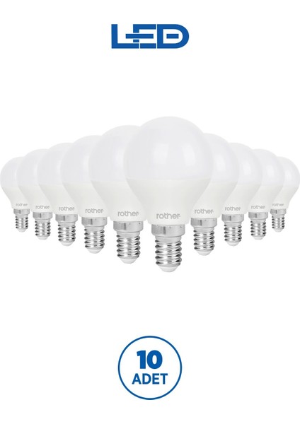 RTL09211-10 Rother G45 LED Ampul 6W E14 470 Lümen 4000K Gün Işığı Enerji Tasarruflu Ampul 10 Adet