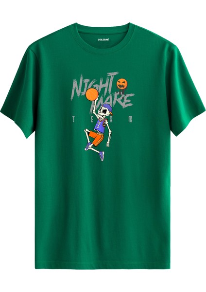 Basketbolcu Iskelet Tasarımlı Nightmare Team Sokak Modası %100 Pamuk Tişört