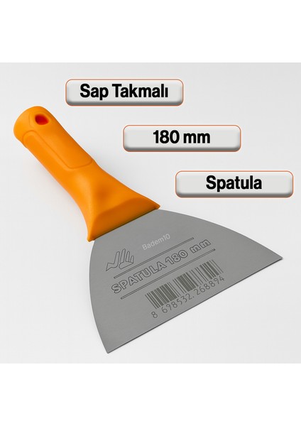 Saptak Spatula 180 mm 18 cm Dayanıklı Ergonomik El Aleti Ispatula Sıva Seramik Boya Sıva Harç Kazıma