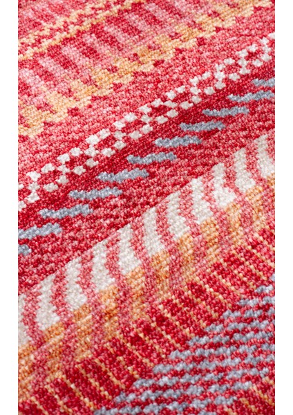 Geometrik Kırmızı Tensel Dikdörtgen Modern Desenli Akrilik Hav Vermeyen Leke Tutmayan Kolay Temizlenen Yumuşak Makine Salon Yolluk Mutfak Halı fırsatları