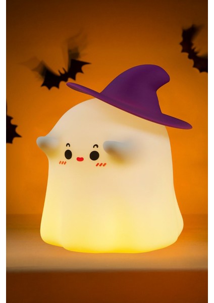 Çocuk Bebek Odası Cadı Gece Lambası LED Işıklı Sevimli Figürlü Dokunmatik Silikon Pet Şarjlı
