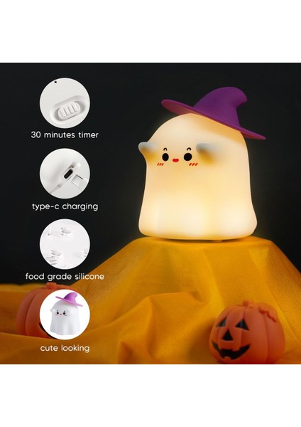 Çocuk Bebek Odası Cadı Gece Lambası LED Işıklı Sevimli Figürlü Dokunmatik Silikon Pet Şarjlı modelleri