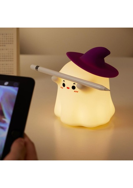 Çocuk Bebek Odası Cadı Gece Lambası LED Işıklı Sevimli Figürlü Dokunmatik Silikon Pet Şarjlı indirimleri