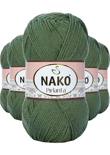 5 Adet Pırlanta Amigurumi El Örgü Ipi Yünü Haki Yeşil 11253