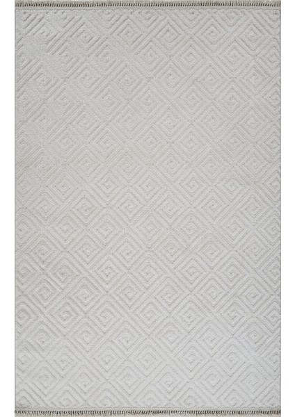 Krem Geometrik Etnik Modern Desenli Hav Vermeyen Leke Tutmayan Kolay Temizlenen Yumuşak Makine Salon Yolluk Mutfak Halı