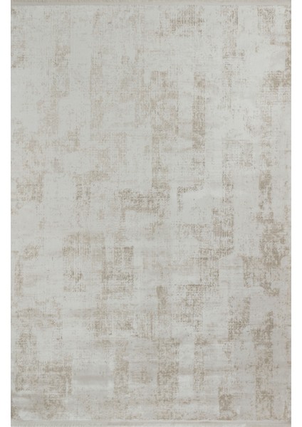 Veniamin Krem Düz Etnik Modern Desenli Viskon Hav Vermeyen Leke Tutmayan Kolay Temizlenen Yumuşak Makine Salon Yolluk Mutfak Halı