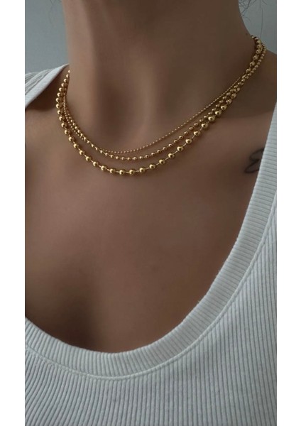 Çelik 3 Zincirli Set Kolye