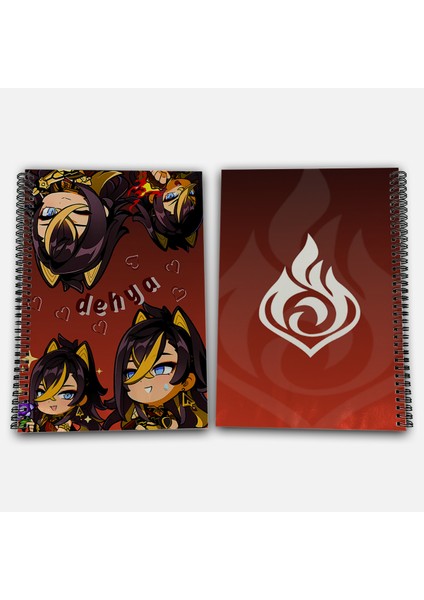 Genshin Impact Dehya Çizgili A4 Okul Defteri 72 Yaprak