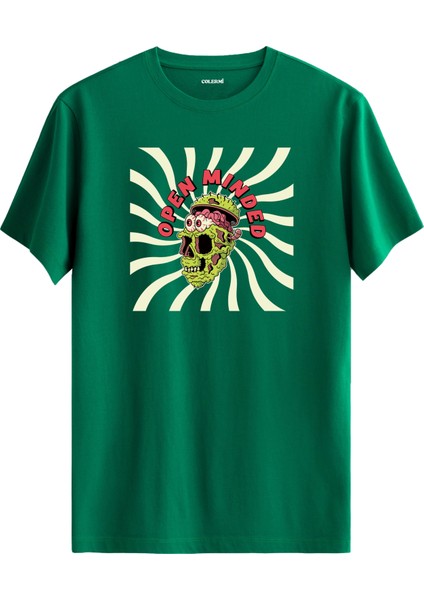 Open Minded Kuru Kafa Baskılı %100 Pamuk Sokak Modası Tişört